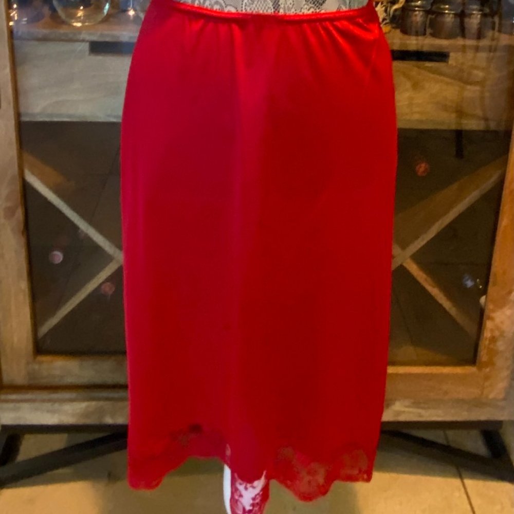 Vintage Red half Slip by Maidenform lots of lace